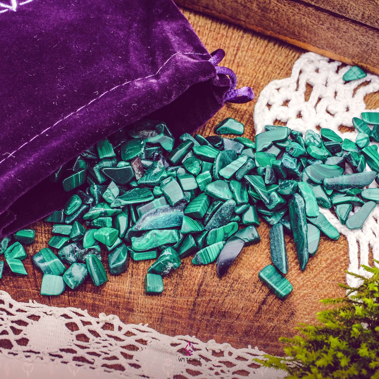 Granulés Malachite, Pochon Velours, Granulés Malachite Prix | Witchiz
