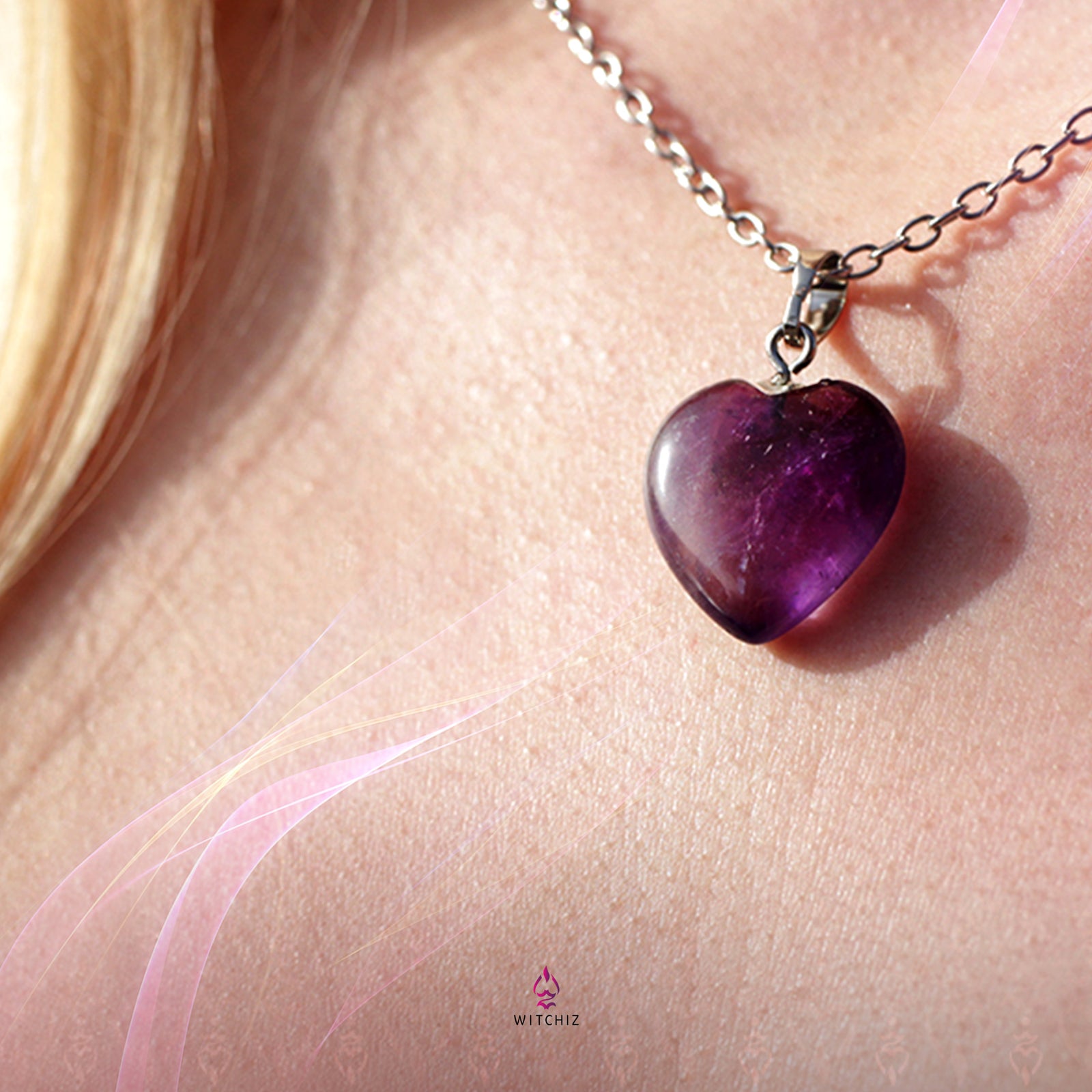 Pendentif Amethyste, Pendentif Pierre Naturelle, Pendentif Coeur Pierre Naturelle | Witchiz
