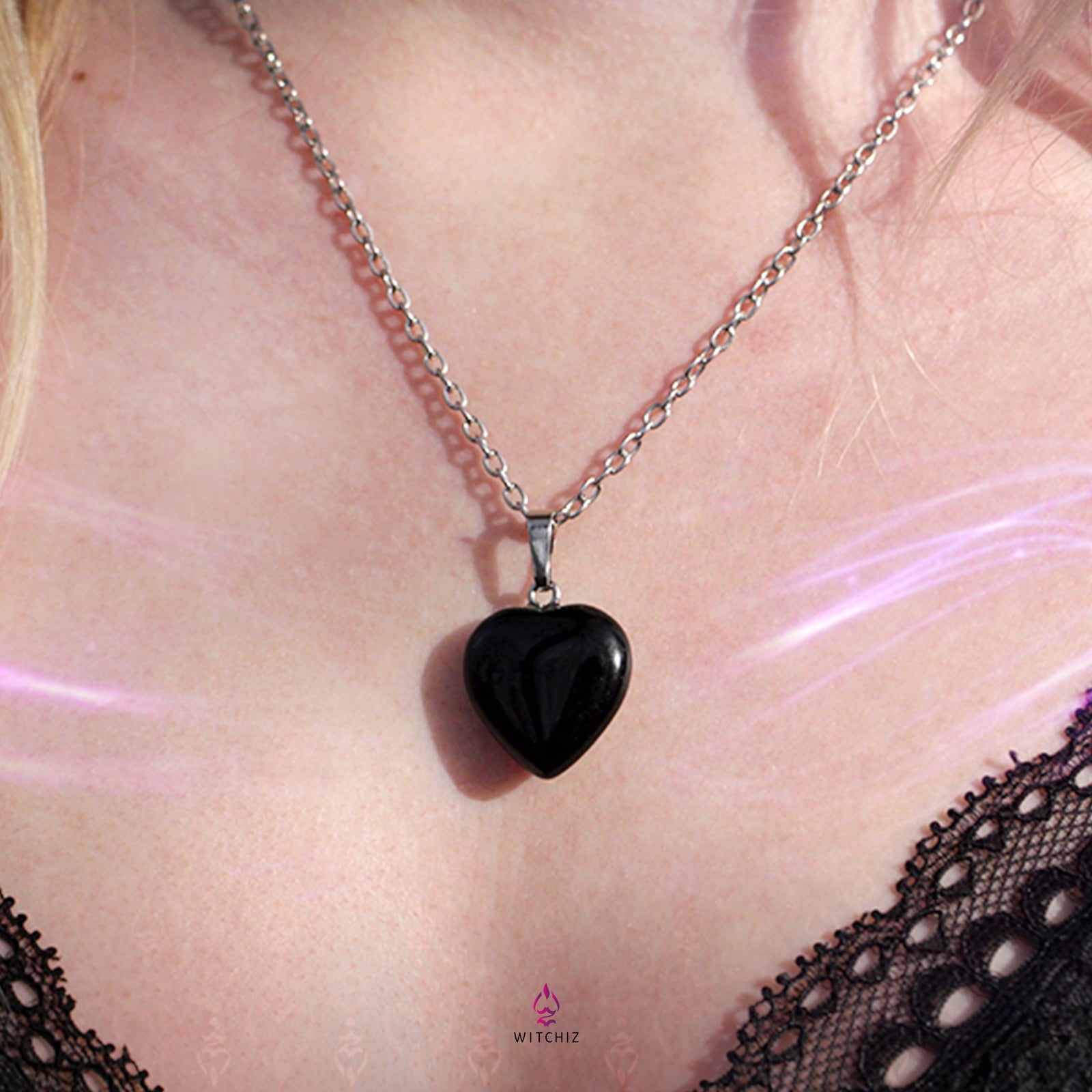 Pendentif d'Obsidienne, Obsidienne Collier, Collier Pierre nuoire | Witchiz