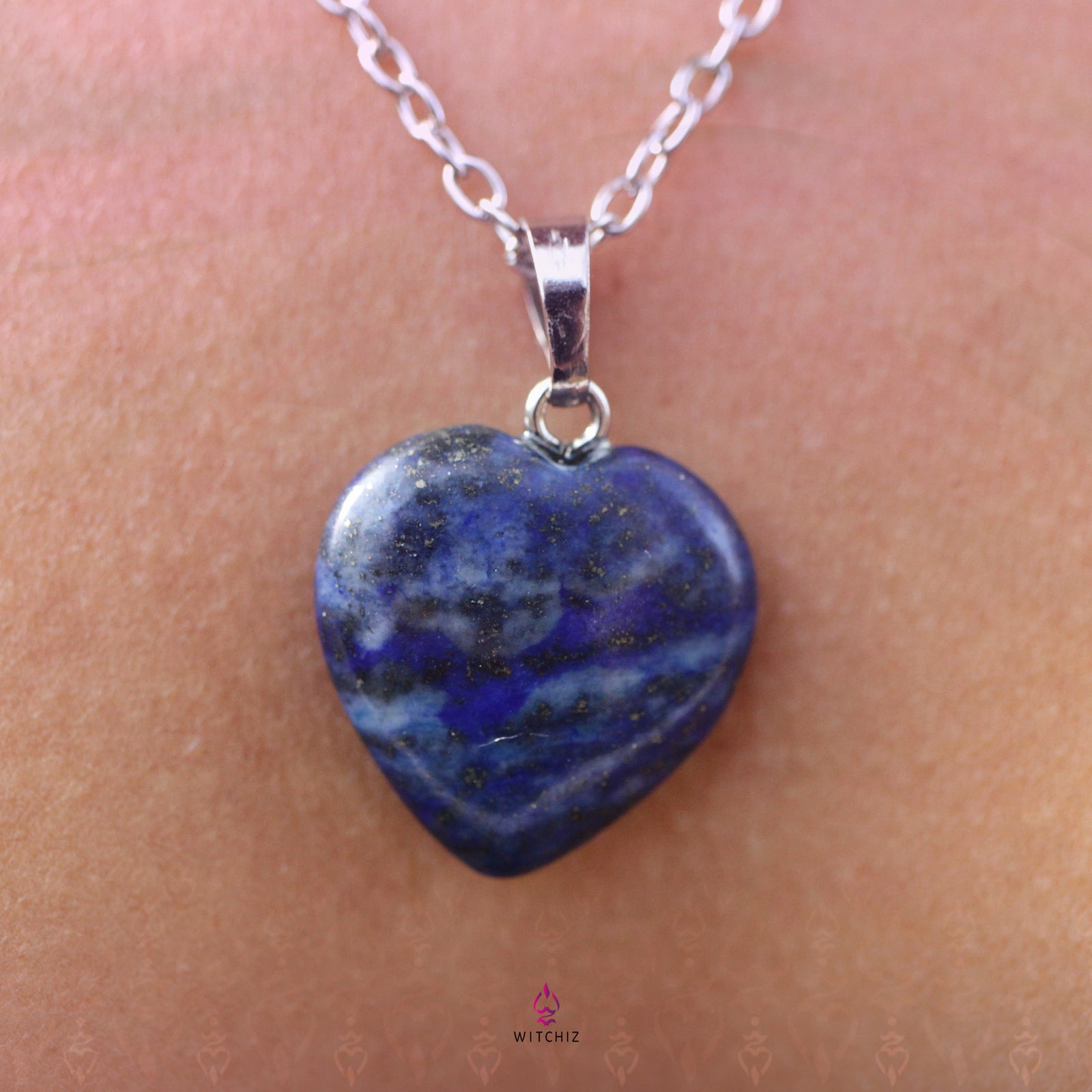Pendentif Lapis Lazuli, Chaine Lapis Lazuli, Collier Coeur Lapis Lazuli | Witchiz